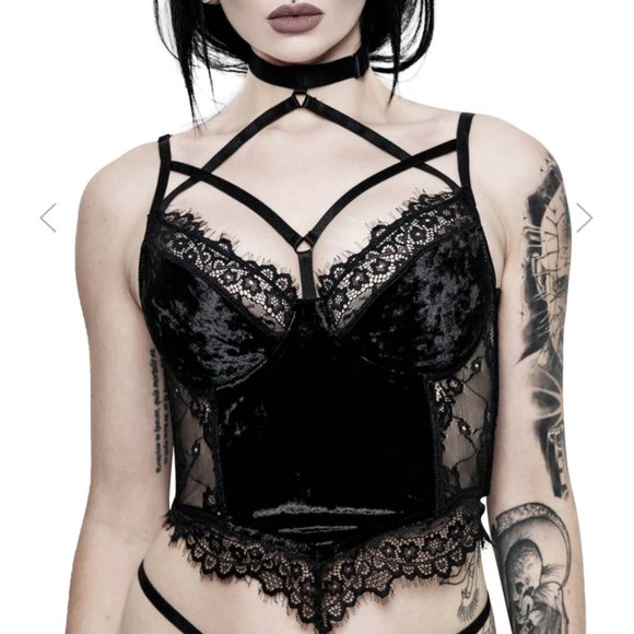Killstar Other - Killstar Sexy Ever Ayla Black Lace Strappy Bralet Top XXL NWT